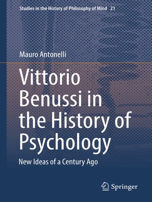 cover image of Vittorio Benussi in the History of Psychology